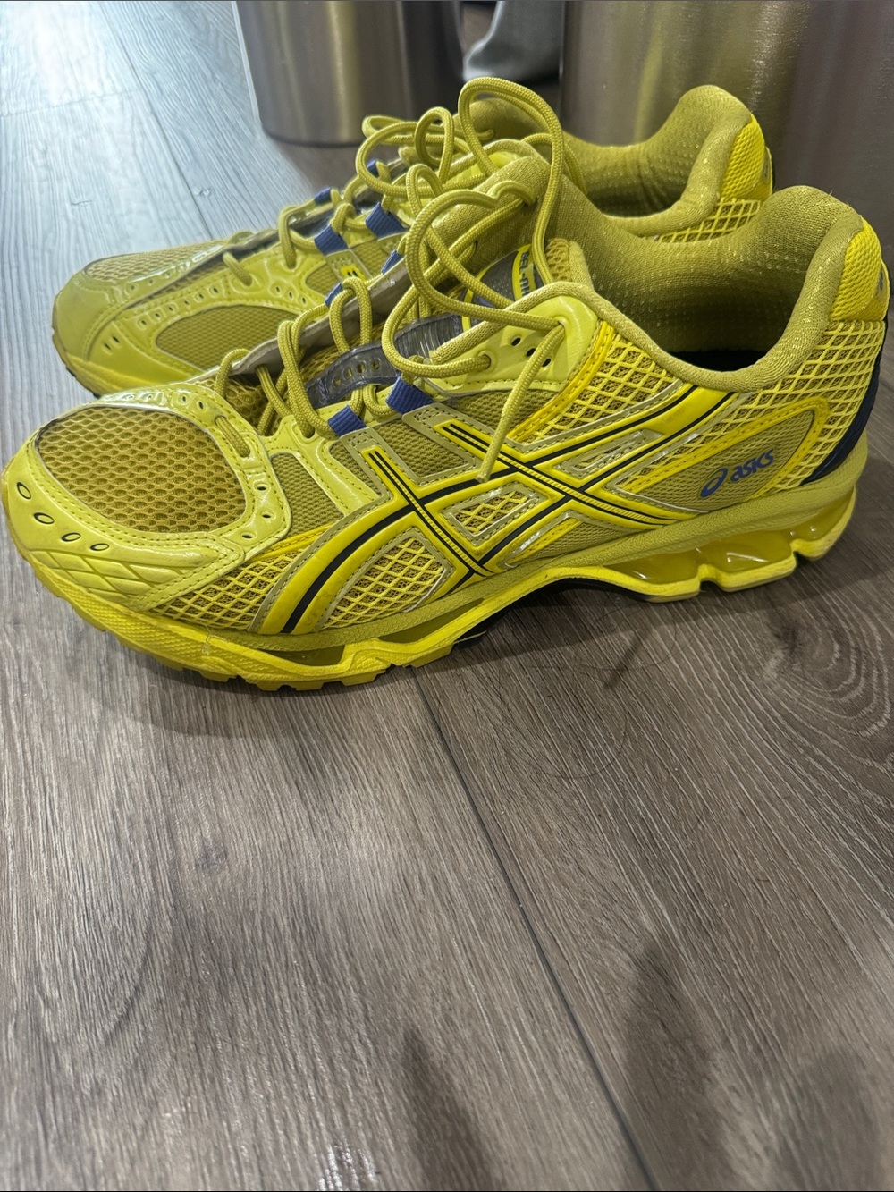 ASICS Yellow Running Shoes with Blue Accents - Picture 2 of 2